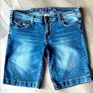Industrial Cotton Denim Shorts Blue JR 11 NWOT Y2K Bermuda Distressed Casual